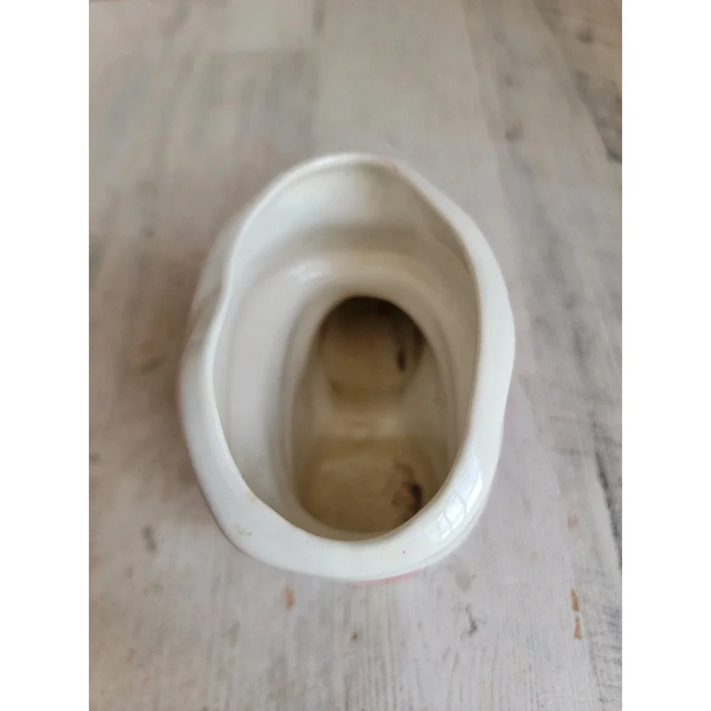 Ceramic boot planter Santa Claus ornament vintage shoe centerpiece home